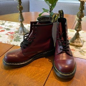 Dr. Martens #1460 8 hole boots “Cherry Red” oxblood color. 8 Men / 9 Women.